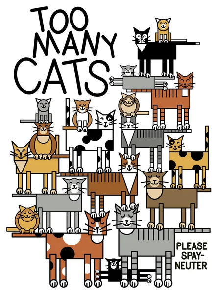 Πάρα πολλές γάτες — Διανυσματικό Αρχείο