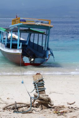 White boat in Bali clipart