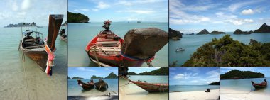 Thailand boat and beach clipart