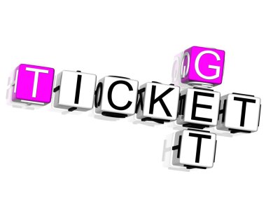 3D Get Ticket Crossword on white background clipart