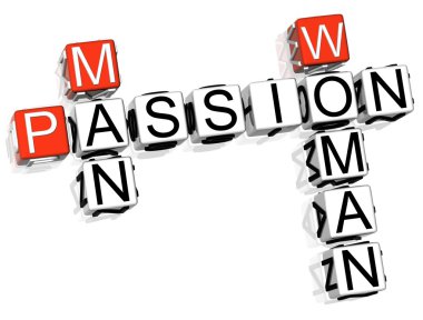 3D Passion Crossword text on white background clipart