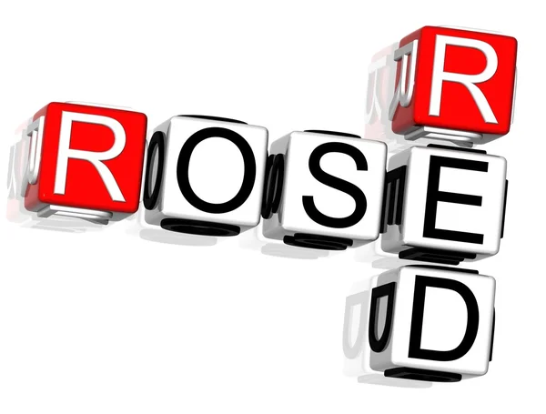 白い背景の上の 赤いバラ クロスワード テキスト — ストック写真