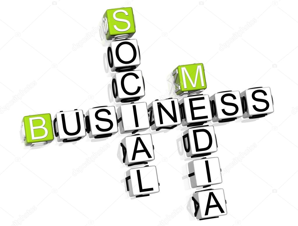 3D Business Social Media Crossword on white background