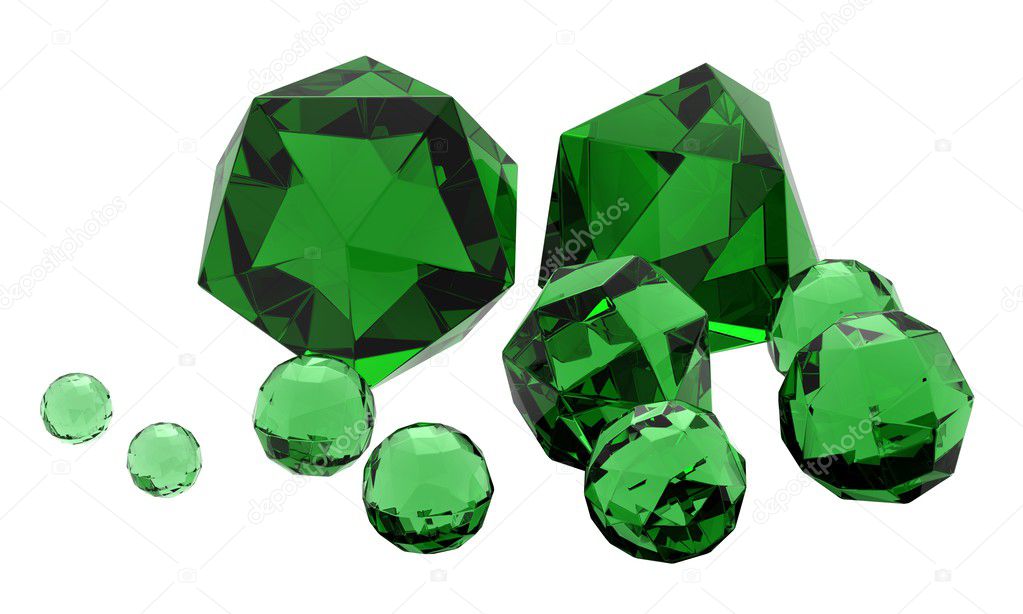 Isolated beautiful emeralds