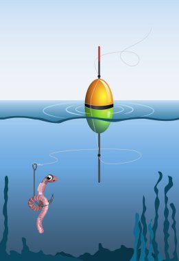 Worm on fishing clipart