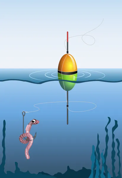 Gusano en la pesca Ilustraciones de stock libres de derechos