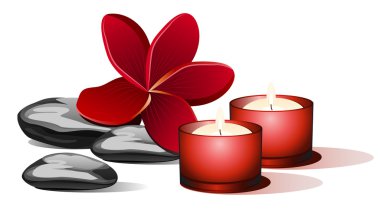 Red candles and black stones clipart