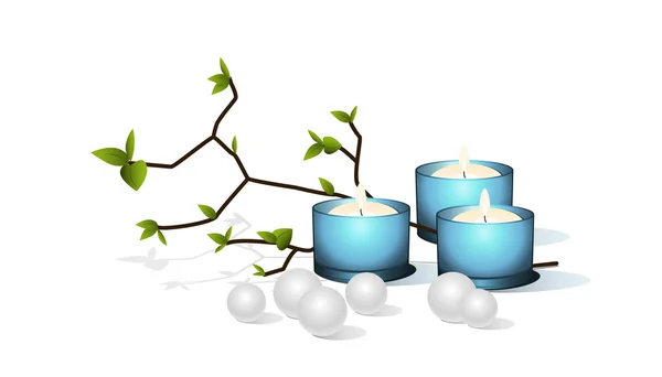Blue candles and pearls. — Stock Vector