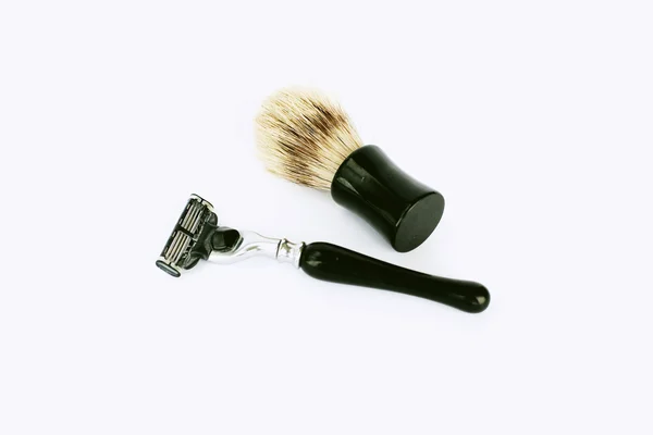 Razor and shaving brush — Stock Photo, Image
