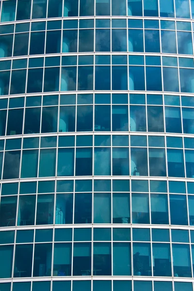 New skyscrapers business centre, climbers clean windows — Stock Photo, Image