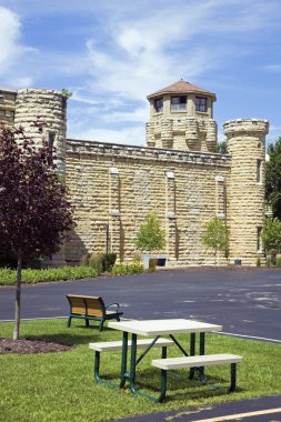 Benches in front ofthe Jail clipart