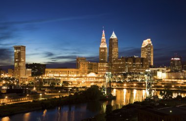 Night in downtown Cleveland clipart