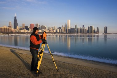 Surveying in Chicago clipart