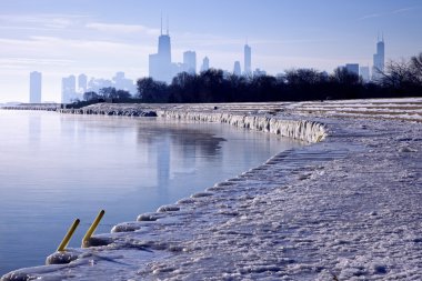 Winter morning in Chicago clipart