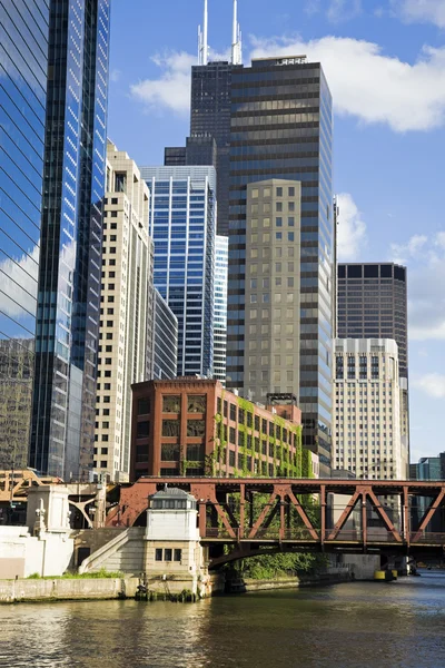 Gebäude entlang des Flusses Chicago — Stockfoto