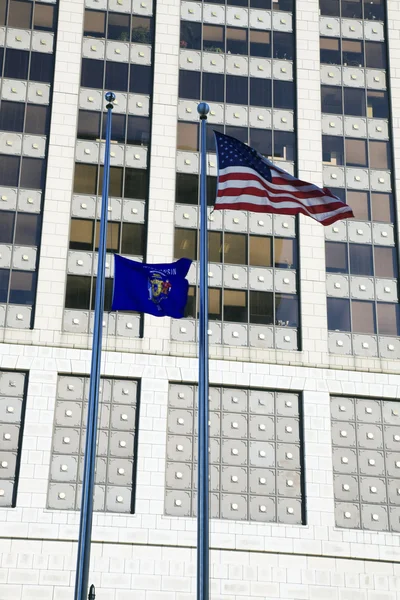 VS en wisconsin vlaggen — Stockfoto