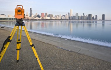 Theodolite in downtown Chicago clipart