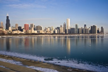 Frozen Lake Michigan in Chicago clipart