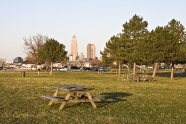 Downtown Cleveland seen from EdgeWater Park clipart