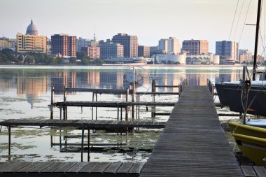 Downtown Madison seen acrross Lake Monona clipart