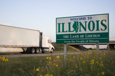 Semi Truck entering Illinois clipart