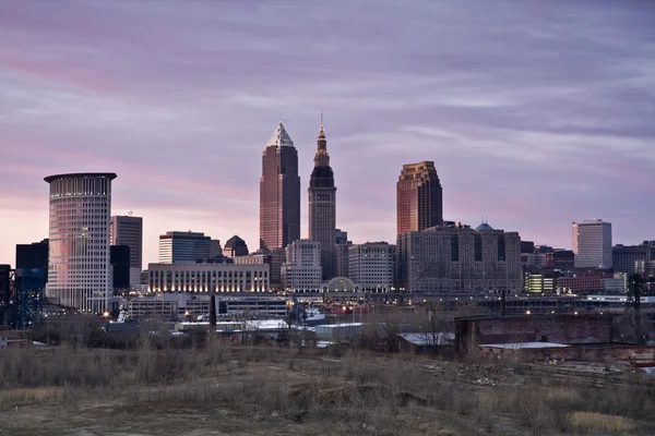 Pôr do sol rosa em Cleveland — Fotografia de Stock