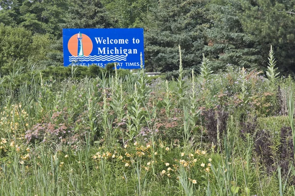 Michigan sinal de boas-vindas — Fotografia de Stock