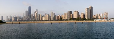 panoramisch uitzicht van chicago van Noord ave strand