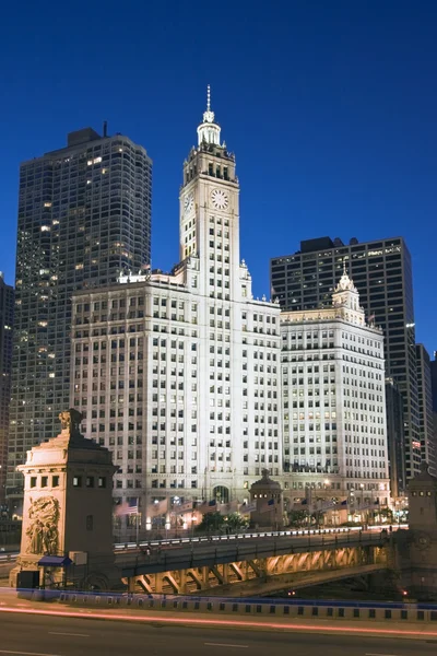 stock image Wrigley Building by night