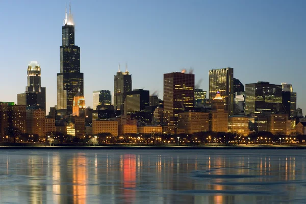 Icy centro de Chicago — Foto de Stock