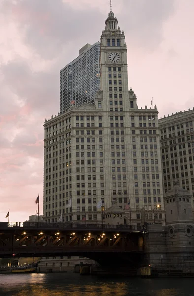 stock image Wrigley Building at sunset