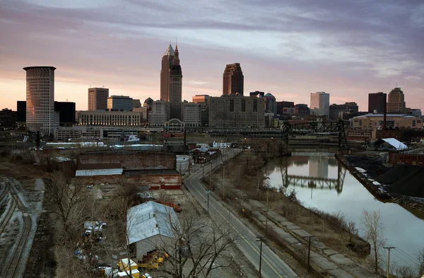 Sunset in downtown Cleveland — Stock Photo, Image