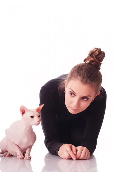 Woman with a cat — Stock Photo, Image