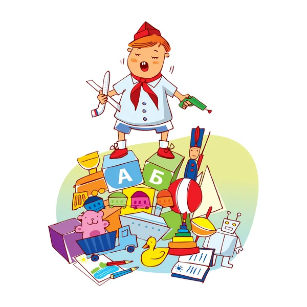 stock vector Little boy with toys. Vector illustration