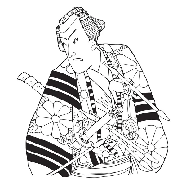 Японский самурай. Векторная иллюстрация — стоковый вектор
