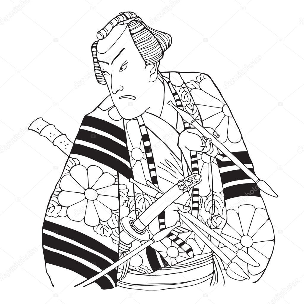 Japanese samurai. Vector illustration