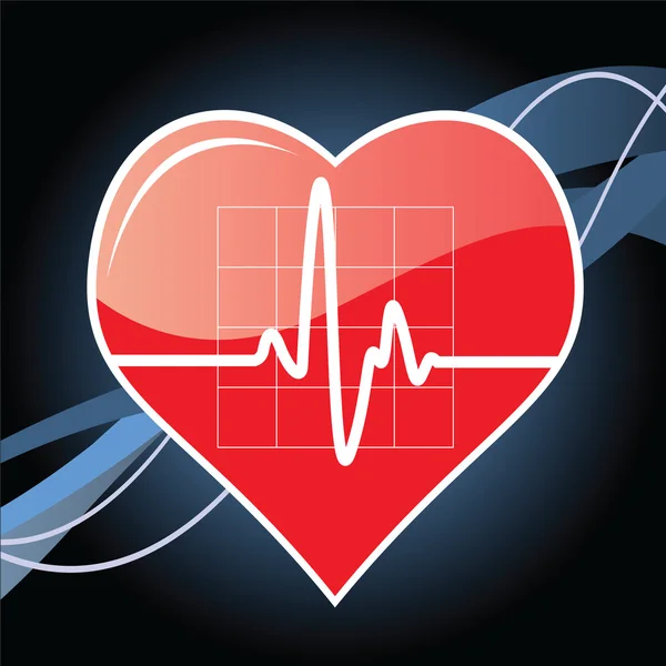 Καρδιά με καρδιογράφημα — Διανυσματικό Αρχείο