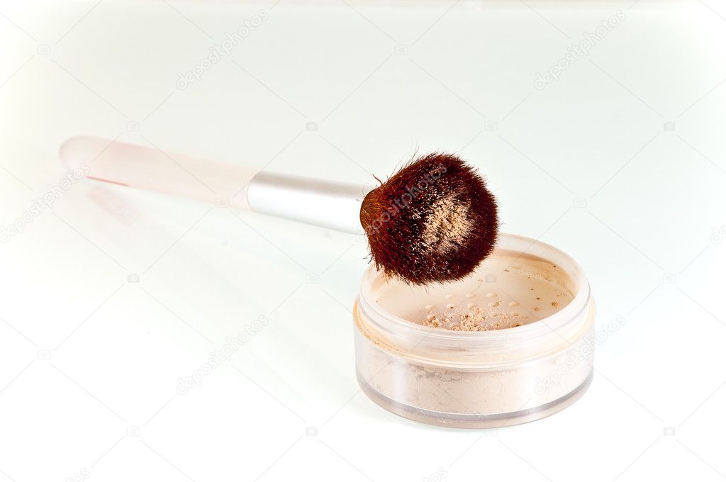Stylish makeup brush in cosmetic pouder