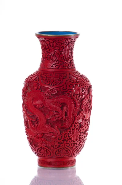 Národopisné červená čínská váza — Stock fotografie