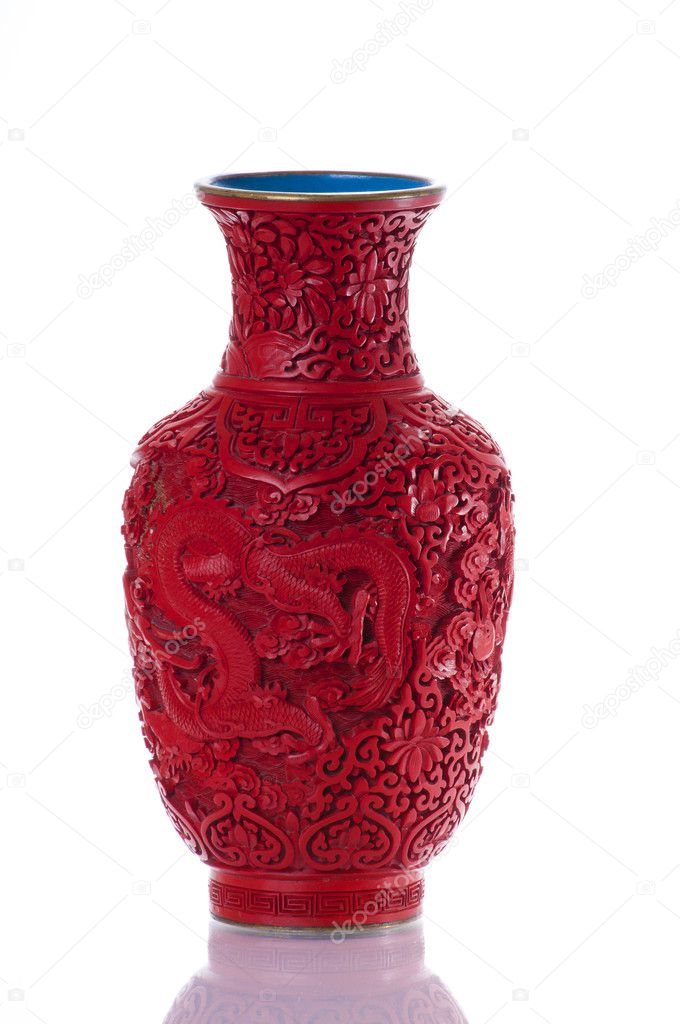 Ethnical red chinese vase