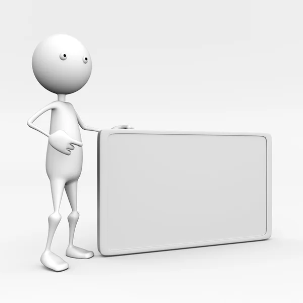 3d character is a blank board — Stock Photo, Image