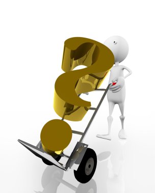 Hand Track with gold question clipart