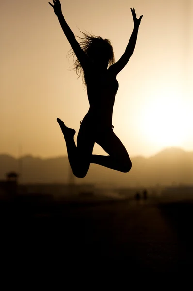 Sunset jumping. — Stock Photo, Image