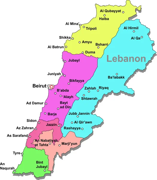 Lebanon map — Stock Vector © DylanBZ #3608428