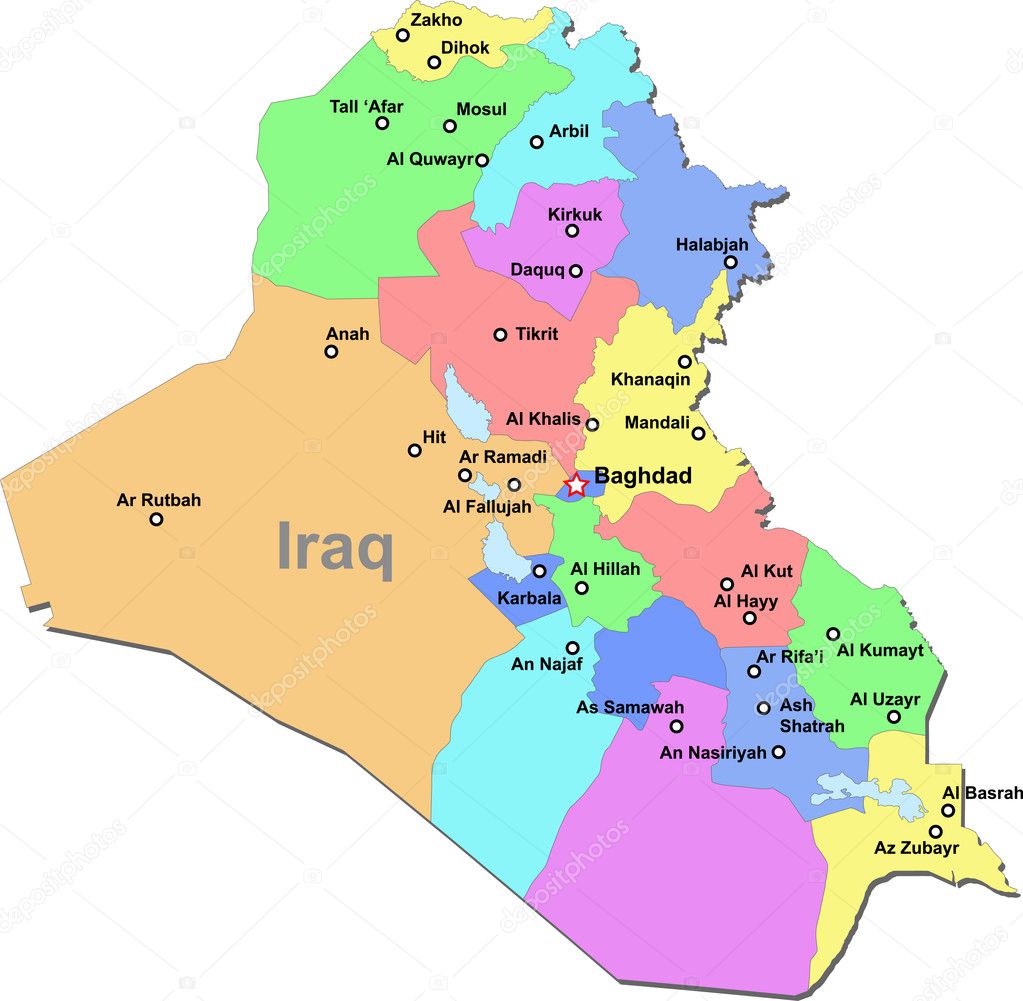 Iraq vector map — Stock Vector © DylanBZ #3608390