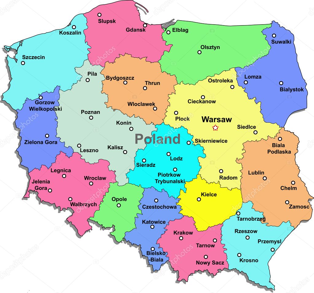 Vector Poland map — Stock Vector © DylanBZ #3608495