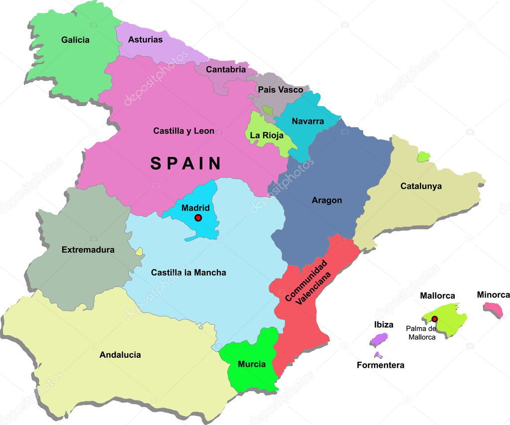 Vector spain map — Stock Vector © DylanBZ #3608569