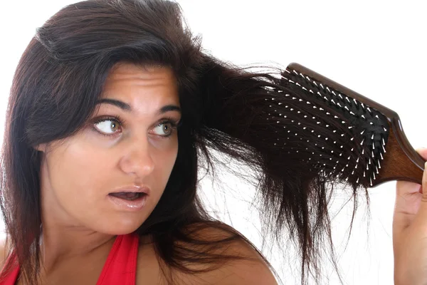 Žena s vlasy problém — Stock fotografie