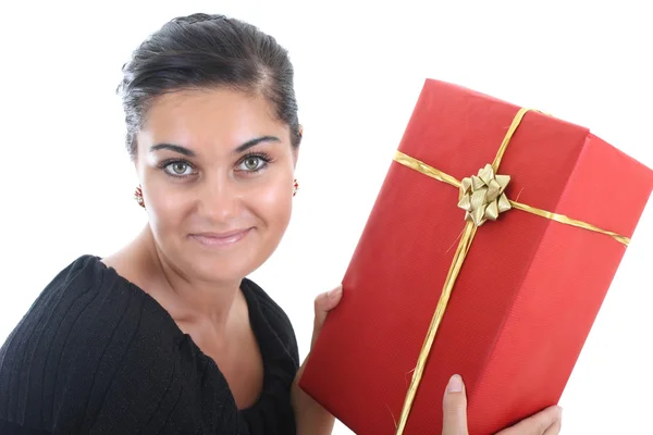 Porträt der glückliche Frau mit Geschenk — Stockfoto