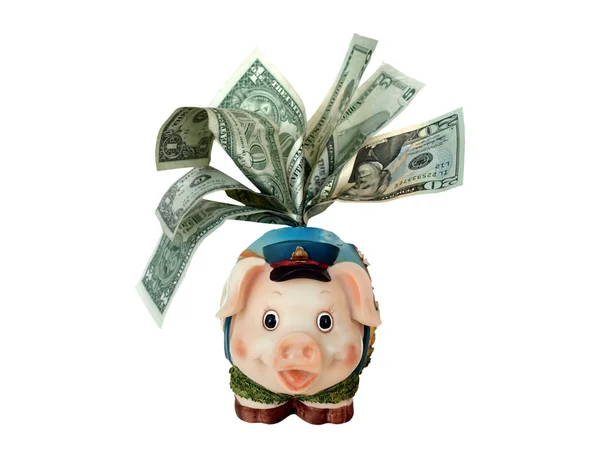 Overstuffed funny piggy bank — Stock Photo, Image